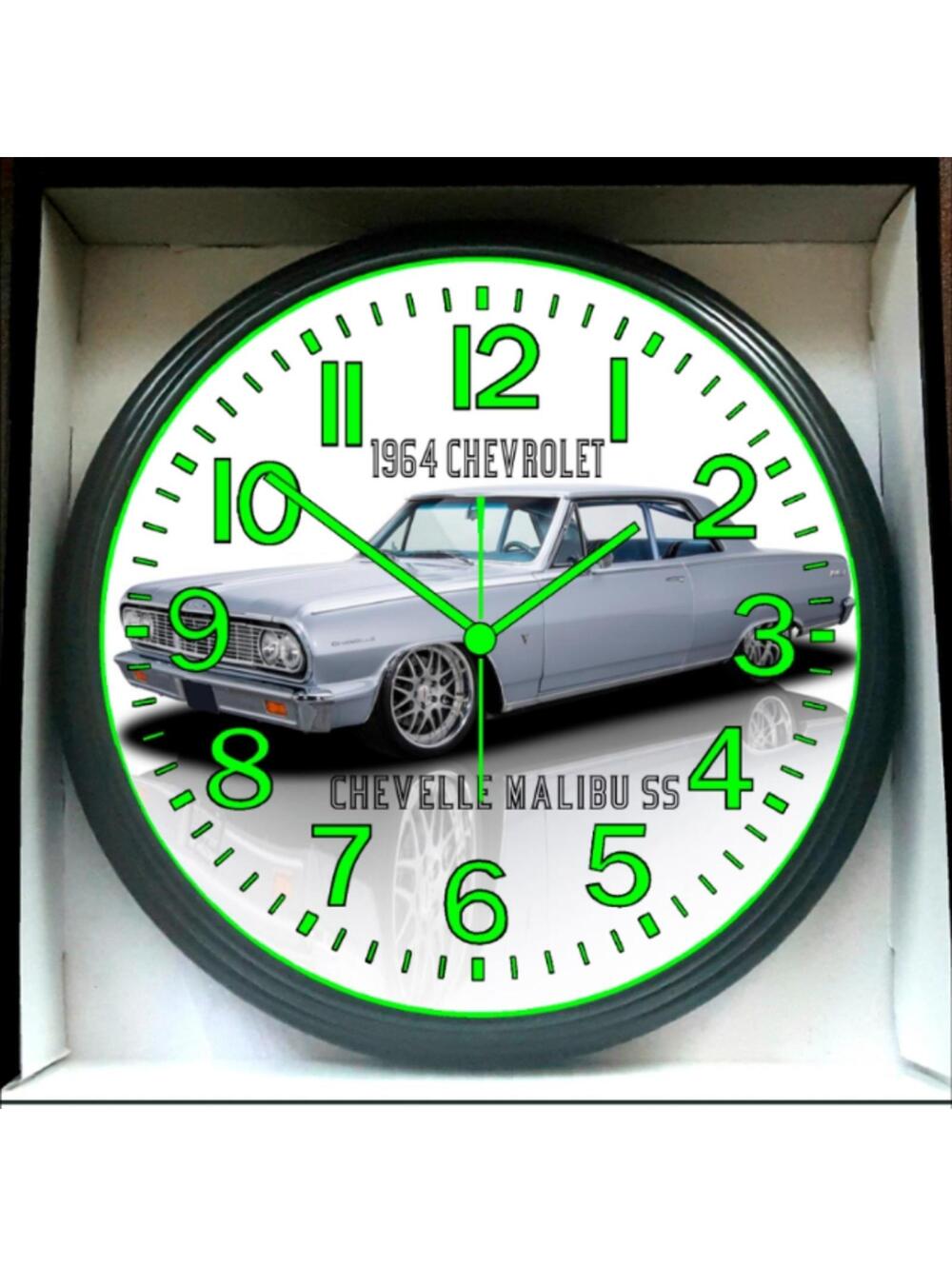 1964 Chevy Chevrolet SS Malibu Glow In The Dark Wall Clock New!